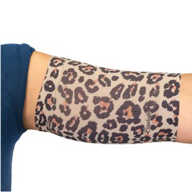 Linphelle PICC line Microfibre Coverpicc, Arm Catheter Masking Tape Made of Breathable Design Fabric, Arm Sleeve Ideal for PICCs, Blood Glucose Monitor and Tattoo Cover, Leopard, Size XL