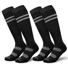 Findway Ski Socks, Men's Ski Socks, Thick, Snowboarding Socks, Women's Socks, Skiing, Outdoor Sports, Cold Protection, Insulation, Antibacterial, Odor Resistant, Winter Comfortable, Warm, Breathable, Durable, Stretchy, A1-Black+Black(2 Pairs)