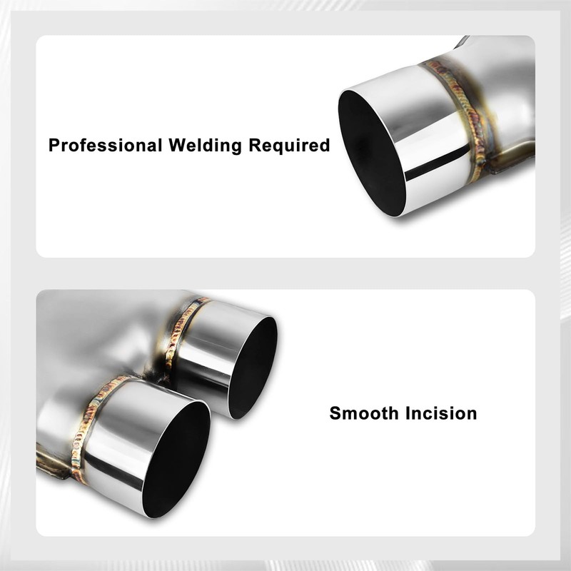 Mupera Universal 3 Inch Exhaust Y Pipe, Stainless Steel 3"