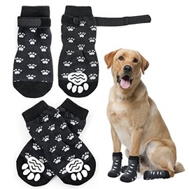 Calcetines Antideslizantes para Perros con Protectores de Patas,Calcetines Antideslizantes de Doble Cara para Perros con Correas Ajustables,Control de