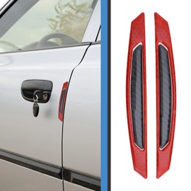 eMagTech 4PCS Car Door Anti-collision Stickers Night Safety Warning Reflective Strips Car Side Door Edge Bumpers 3D Carbon Fiber Texture Protector Universal for Most Vehicle Red