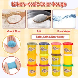 Yimomoyi 12 Tins Play Color Dough Modelling Set 12Colours Modelling Clay Set, Plasticine Modelling Clay for Kids, Multicolour Playdough, Coloured Clay Plasticine for Kids' Arts and Crafts, 50g/Tins