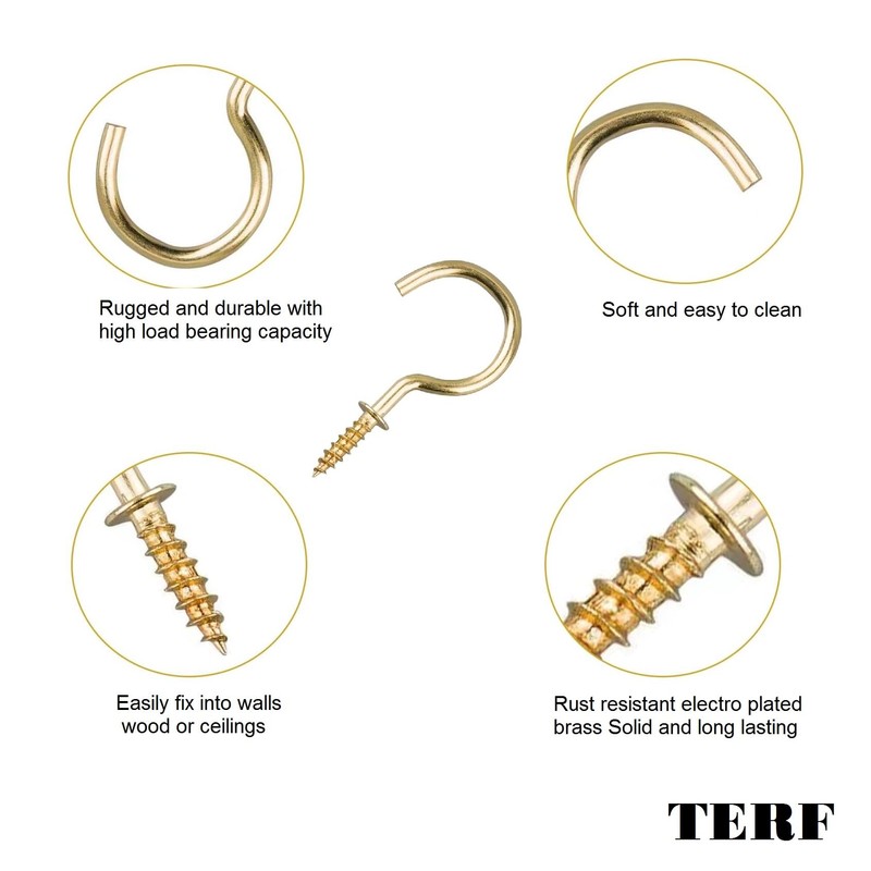 TERF® 25mm Round Bend Shoulder Cup Hook Screw 25mm (1