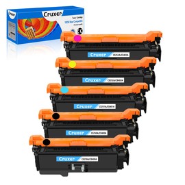 Cruxer Compatible Toner Cartridge Replacement for HP 504A CP3525 CP3525X CP3525FS CM3530FS Used for Color Laser Jet CP3520 CP3525DN CM3530 CP3525N Printer (5-Pack, 2Black 1Cyan 1Yellow 1Magenta)