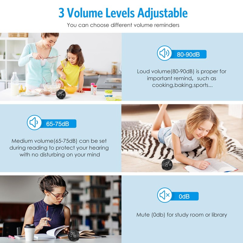 AMIR Digital Kitchen Timer, Visual Timers with LED Digital Display,