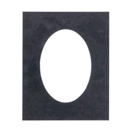 CountryArtHouse Black Suede Acid Free 12x16 Oval Picture Frame Mat with White Core Bevel Cut for 8x10 Pictures - Fits 12x16 Frame - Pack of 1 Matboard Show Kit with Acid Free Backing & Clear Bag