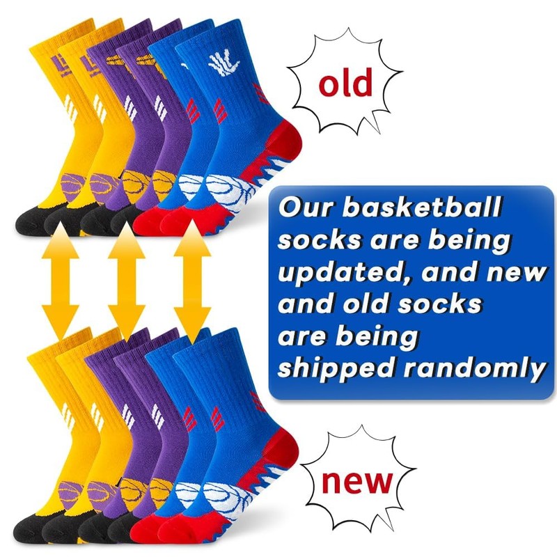 HYCLES Kids Basketball Socks 3 Pairs for Boys and Girls