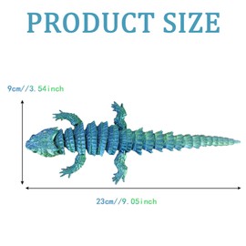 Lizard Toys, 23cm Blue-Green 3D Printed Lizard Toy, Chameleon, 3D Printed Animals, Articulated Gecko Wall Climber Fidget Toy for Stress Relief, Office & Home Decor, for All Ages