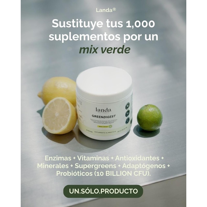 LANDA GreenDigest Mix Verde en Polvo con Probióticos 10 Billion