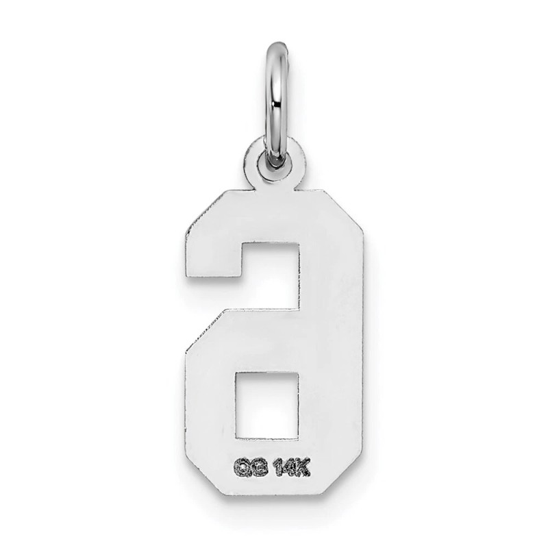 Unbranded 14K White Gold Small Satin Number 6 Charm