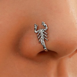 Xmsrn Vintage Scorpion Nose Ring Punk Scorpion Nose Cuff Gothic Scorpion Copper African Nose Ring Gold Fake Non Pierced Nose Ring Jewellery for Women and Girls, Zinc alloy, No gemstone