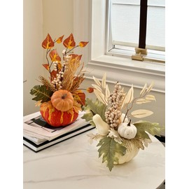 Vellure Pumpkin Fall Decor – Realistic Autumn Foliage and Ornaments, Harvest Festival Home and Party Display