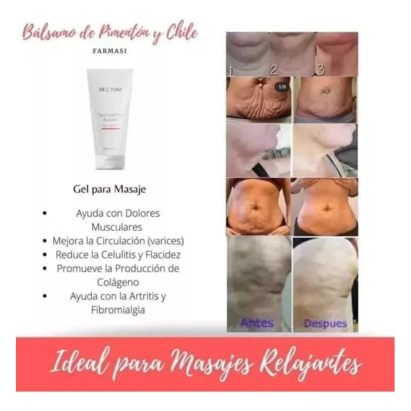 Gel Masaje Paprika Chile Flacidez Celulitis 150ml Mentol