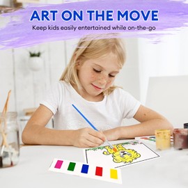 Water Painting Book for Toddlers 1-3, Mess Free 30 Pages Coloring Book with 2 Brushes, Fun Arts & Crafts Gift for Kids