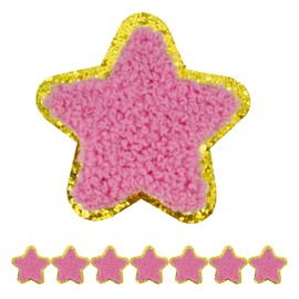 FEIDICK 8 PCS 2.3 inch Star Chenille Patches, Self Adhesive Patches for Clothing, Embroidered Patches for Bags,Iron on Patches for Hats, Patches for Backpacks, Patches for Jeans.(Pink)