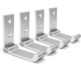 La Llareta Coat Hooks Wall Mounted, 4 Pieces Foldable Wall Hook, Aluminum Alloy Wall Hook, Headset Wall Hanger, with Screws, Obtuse Angle Design Wall Hooks for Bags Jacket Towel (Silver)