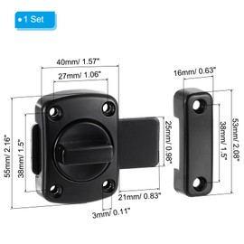 PATIKIL Rotary Bolt Latch, 180 Degree Switch Safety Door Lock from Inside Barn Door Lock Latch Sliding Door Lock for Bedroom Bathroom Inside, Black