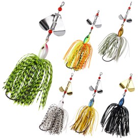 Buzzbaits Bass Lures, Spinnerbait Fishing Lures Topwater Spinner Buzz Bait Jig Lure for Bass Pike Trout Salmon Fishing (6pcs)