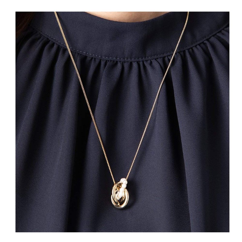 Cream Dot Necklace, Women's Popular, Long Chain, Pearl Ring, 3