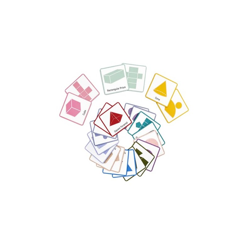 Magnetic 3D Shapes & Nets Flash Cards 3"x3", Geometry Math
