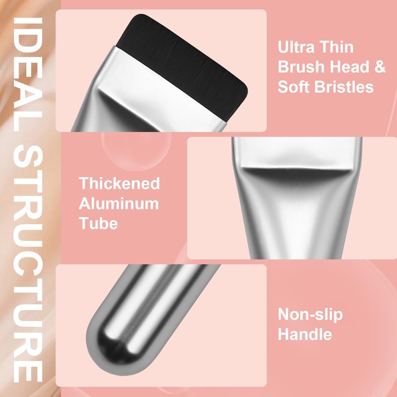 Flat Foundation Brush with Puff, Beautyfactor Ultral Thin Spatula Makeup