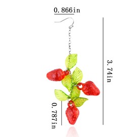 Strawberry Drop Dangle Earrings for Women Cute Hoop Earrings with 3D Strawberry Earrings for Summer Fruit Earrings for Women Girls Red Strawberry Drop Earring for Girls