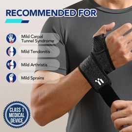 Fitomo Wrist Brace with Soft Thumb Opening for Mild Carpal Tunnel Tendonitis Arthritis Sprains (Not for Thumb), Compression Hand Brace for Women Men, Wrist Support Strap for Sports Work Typing Sleeping
