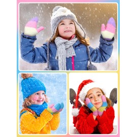 SATINIOR 3 Pairs Toddler Mittens Kids Winter Warm Gloves Baby Soft Stretch Mittens for Boys Girls Children(1-4 Years Size,Pastel Color)