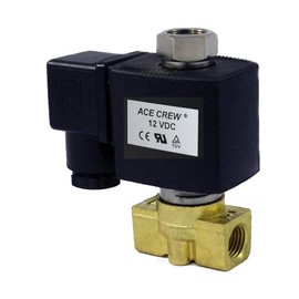 AceCrew Brass Solenoid Valve 3/8 inch NPT 12V DC Normally Open - flow control valve for gas, air & liquid