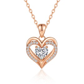 CDE Women's Christmas Gifts for Her, Heart Necklace 925 Sterling Silver Birthstone Necklaces for Women, Jewellery Heart Pendant Valentine's Day, Wedding, Anniversary, Birthday, Wife, Girlfriend, Mum