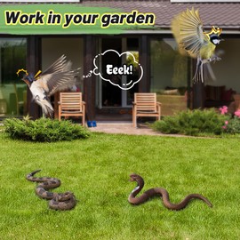 Ultra-Realistic Rubber Snakes Keep Birds Away, 3 PCS Lifelike TPR Fake Snakes for Garden Cobra Rattlesnakes and Viper