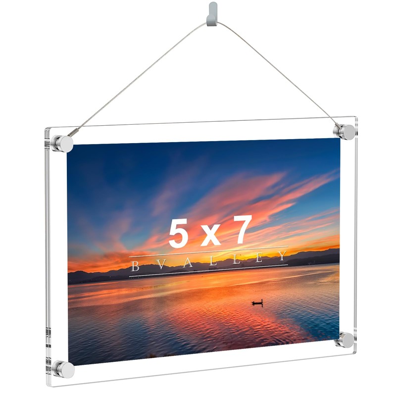 BValley Clear Acrylic Photo Frame, Frame Stand, Double Sided Clear