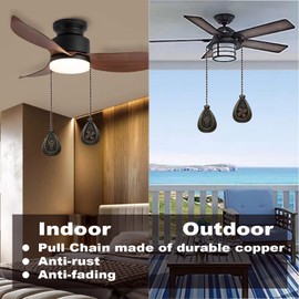Akahttbn Ceiling Fan Decorative Ornaments 12in Walnut Black Color Pendant Pull Chain Fan Extension 2 Pcs (Copper Chain)