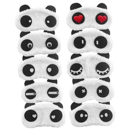 IWOWHERO 10pcs Boys and Girls Panda Sleep Masks Soft Cartoon Eye Covers for Travel and Sleep Lightweight Eye Protection for Boy Girl Comfortable Fabric Great for Naps and Journeys