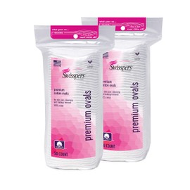 Swisspers Premium 100 Percent Cotton Ovals, Reclosable Bags, 50 Count Bags, 2 Pack (100 Count Total)