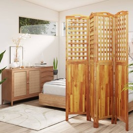 vidaXL Acacia Wood Room Divider - 4-Panel, Foldable, Easy to Store, Versatile Usage, Ideal for Bedroom and Living Room Divisions - 63.8"x0.8"x70.9"