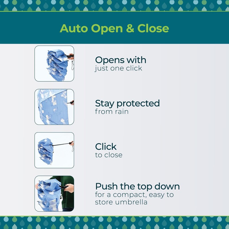 Totes Reverse Close Folding Inbrella with Auto Open Close and