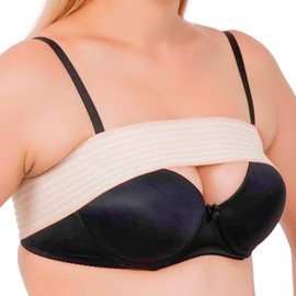 ikido Post Surgery Breast Implant Stabilizer and Compression Band, Breast Augmentation and Reduction Strap, Chest Belt, Sports Bra Support Strap Bandage, One Size Fits All (Beige)
