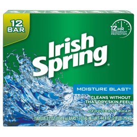 Irish Spring Moisture Blast, Moisturizing Bar Soap, 3.7 Ounce, 12 Bar Pack