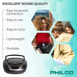 PHILCO PBB2000BT-BK Portable Bluetooth Boombox
