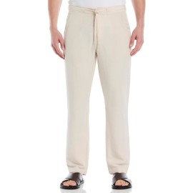 Cubavera Men's Regular Linen-Blend Pants with Drawstring (Size Small-5X Big & Tall), Sand, X-Large/30 Inseam