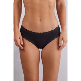 Intimissimi Woman's Cotton and Lace Panties in Black, Size M