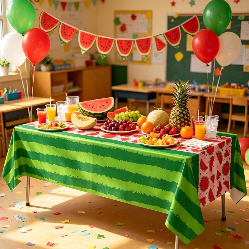 4 Pack Watermelon Rind Tablecloth Green Melon Rectangle Table Cloth