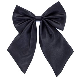 Ladies Girl Bowknot Bow Tie - Adjustable Pre-tied Solid Color Handmade Bowties for Women Costume Accessory (Black)