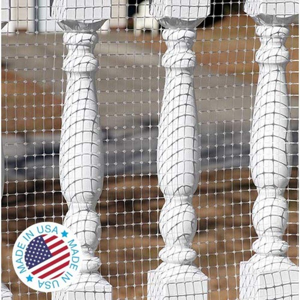 KidKusion Deck Guard | Made in USA | 16' L x 38" H | Clear | Outdoor Balcony and Stairway Deck Rail Safety Net | Child Safety; Pet Safety; Toy Safety, 4500