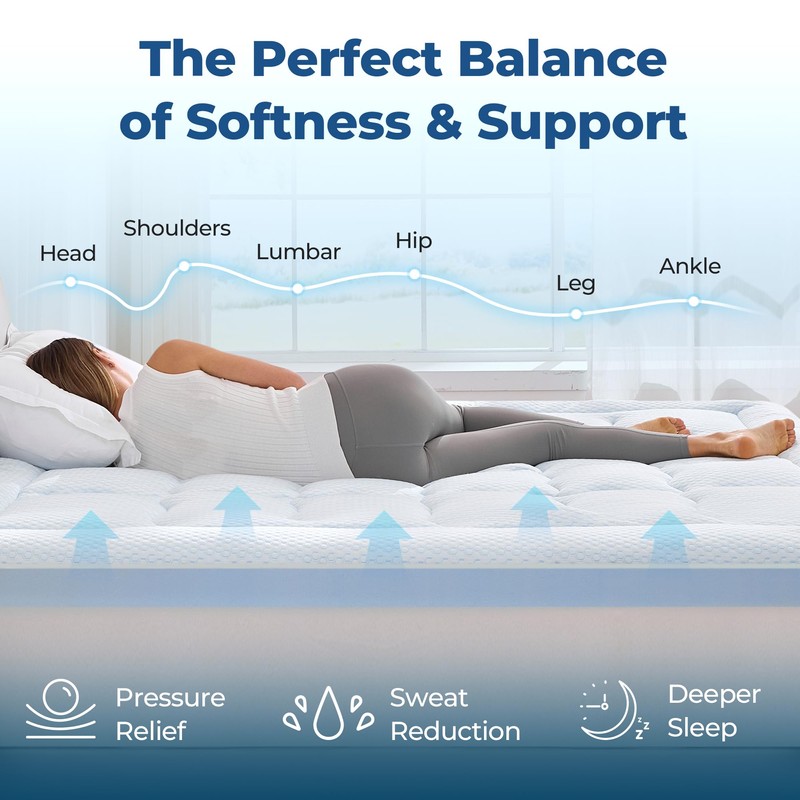 BDEUS 4 Inch Dual Layer Memory Foam Mattress Topper Full