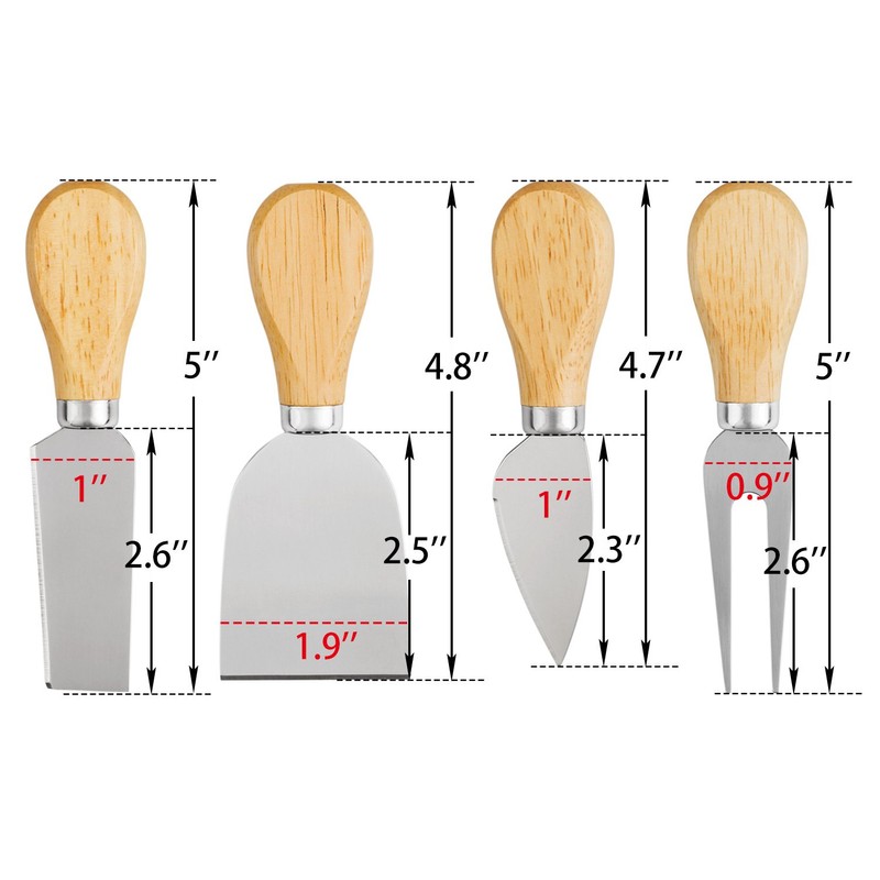 YXChome 4 Cheese Knives Set - Cheese Knife,Cheese Fork,Cheese Slicer,Butter
