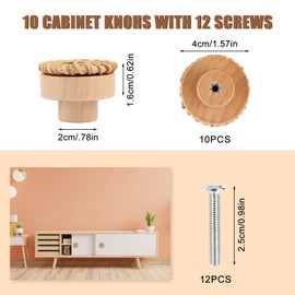 RUNEAY Rattan Furniture Knobs, Rattan Knobs, Kitchen Knobs, 10 Pieces Vintage Furniture Knobs Wood Knobs Kitchen Knobs Natural Furniture Knobs for Cabinet, Drawers, Kitchen Furniture (Φ40mm)