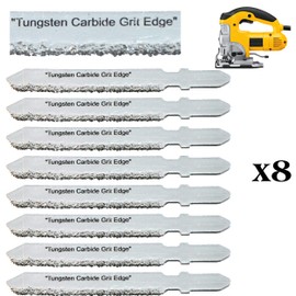 Carbide Jigsaw Blade T Shank Set 8 Fiber Cement Jigsaw Blades for Hardie Siding Tools for Drywall Jigsaws for Fiberglass New Strong Steel T Shank Carbide Grit Jigsaw Blades Set for Low Density Tile