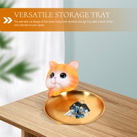 Cat Figure Tray Made of Stainless Steel Decorative Key Jewellery Tray for Desk Cute Cat Decoration for Home and Office